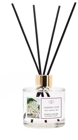 Purple River Raumduft Reed Diffuser | Jasmine Love | Aroma Diffusor 100ml | langanhaltender Duft für Zuhause | inkl. 7 Duftstäbchen | Lufterfrischer für Bad, Küche, Wohnzimmer