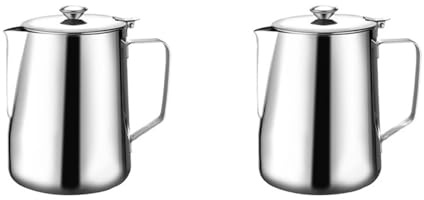 Bricco Latte Brocca for schiuma di latte in acciaio inossidabile da 2 pezzi 350 ml con coperchio Brocca for schiuma di latte for caffè