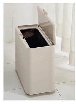 OXOAMP Poubelles Poubelle en Plastique à Double Compartiment avec Couvercle, capacité de 2,3 gallons, déchets secs et humides séparés (Couleur : Beige) Bac Corbeille
