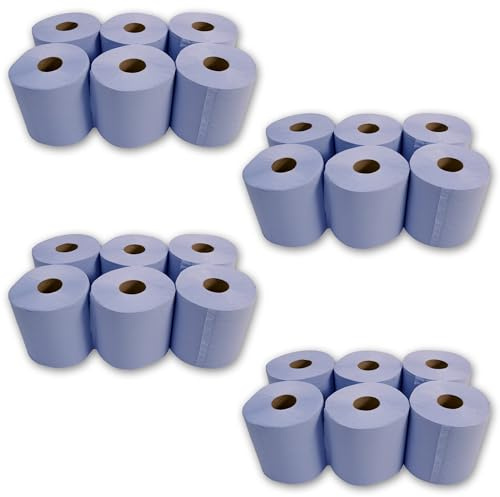 KAPCO 24 Value Blue Centrefeed Rolls | 2-Ply Embossed Paper Tissue Roll | Absorbent Hygienic Surface Wipes Ideal for Kitchen, Bathroom, Garage & Paper Hand Towel Use | Multipurpose Cleaning | Bulk Buy