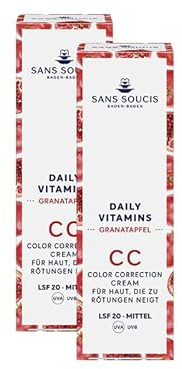 Sans Soucis CC Cream Granatapfel Anti Redness mit Lichtschutzfaktor 20 2x 30 ml – Gesichtspflege getönte Tagescreme Foundation Anti Aging Pflege Daily Vitamins