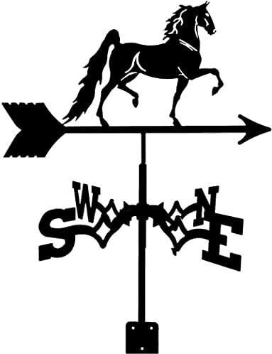 CLRAWSHB Veleta de Caballo, indicador de dirección del Viento, Veleta de Montaje en Techo, Decoraciones metálicas para Jardines en azoteas, Veleta de Estilo rústico.