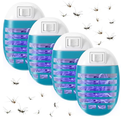 Insektenvernichter Elektrischer, 4 Stück Mückenlampe, Fliegenfalle für Zuhause, UV-Insektenfalle, Keine giftige Mückenvernichter lampe, Mückenschutz Steckdose für Fliegen, Motten, Insekten