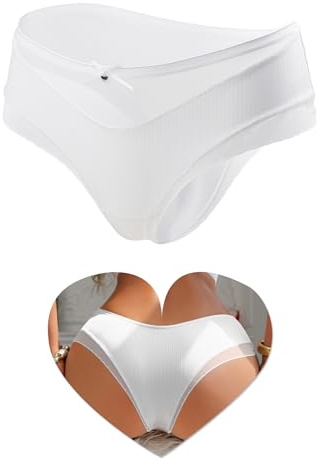 sunshinelady Tanga Femme Sexy Chic Transparent Culotte Coton Grande Taille sans Couture String Taiile Basse Slip Brésilien sous Vetements Feminins Sexy Hot Culotte Respirante Hipster Panty Blanc L