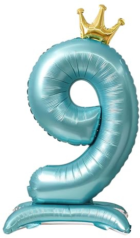 CAPASTEC Blå ballonger ballong uppblåsbar siffra 9 födelsedagsdekoration, folieballong, helium, för födelsedagsfest, födelsedagsfest