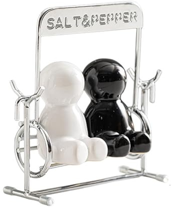 ZEPFJHE Frascos de especias de cerámica dobles con tapa de mango oscilante, resistentes y seguros para alimentos, cocinas, despensas, esenciales para almacenamiento de sal y pimienta, botellas de