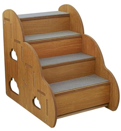 Rampe d'escalier antidérapante en bois MDF 4 marches pour chiens chats animaux domestiques 45 x 30 x 40 cm