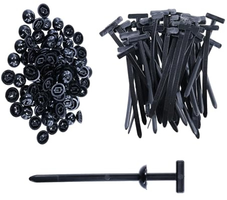 Pack de 100 Hebilla Universal para Bridas de Nailon, Resistente a UV y Temperatura, Instalación Sin Herramientas, Ideal para Reparaciones de Automóviles y Usos Múltiples