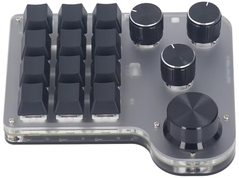 Aramox Mini Teclado Mecánico Macro USB, 12 Teclas 4 Knobs Gaming Keypad RGB 3, Batería Recargable 400 MAh, Interruptor Azul a Prueba de Polvo