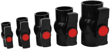 PpeiliL Durable 1/2 to 1.5 Black PVC Ball Valve - Threaded & Socket Type for Water Pipe, Irrigation, Aquarium, and Drainage(50mm)