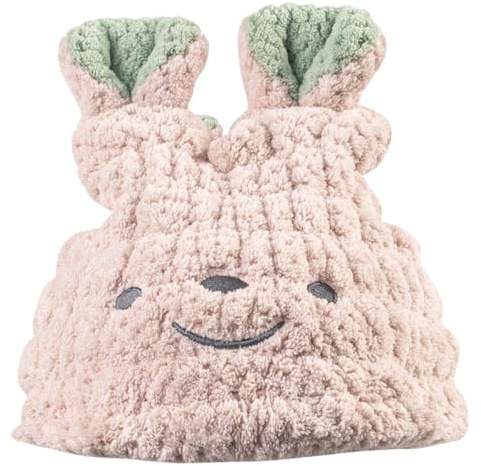 Ciieeo Absorbent Hair Drying Hat for Babies, Quick Drying Infant Bathing Cap with Smile Face Design, Lightweight Pink Hair Towel Hat for Baby Shower and Bath
