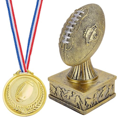 ORIGACH Fantasy Football Pokal Und Medaillenset Ligameister Draft Partys Saisonabschlusspokal Gravierte Meisterschaftsauszeichnung Für Sportmannschaften Und Spieler