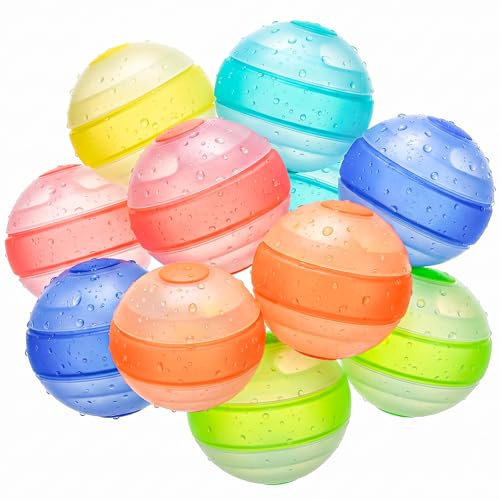 12 PCS Gavettoni Riutilizzabili, Palloncini Acqua Riutilizzabili in Silicone, Gavettoni Acqua Autosigillanti, Bombe d'Acqua a Riempimento Rapido per Bambini e Adulti, Giochi da Esterno e Piscina