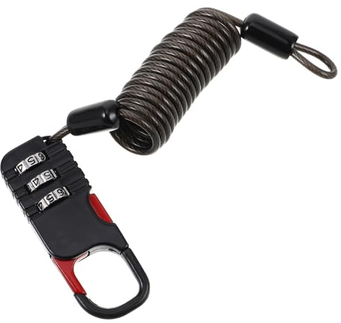 Veemoon Helmet Security Combination Cable Lock for Motorcycle, Electric Scooter, Bicycle and Stroller – Black 3-Digit Password Bike Lock with Steel Wire for Outdoor Anti-Theft Use