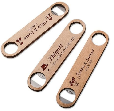 Apribottiglie In Legno Personalizzato, Cavatappi Con Nome Inciso, Apribottiglie Personalizzata Con Manico, Regalo For Sposo, Papà, Fidanzato, Amante Della Birra(10pcs)
