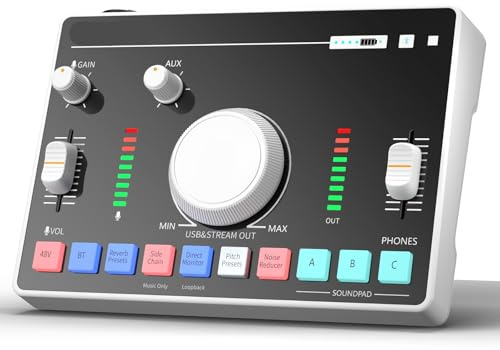 Mesa Mezclas, Mezclador de interfaz audio tarjeta sonido profesional con alimentación fantasma 48 V