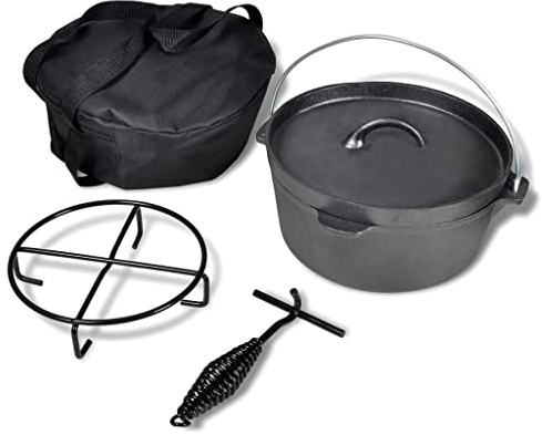 Ordellia Four hollandais 4,2 l en fonte avec sac de transport, couvercle, poignée et support, cocotte pour four, cuisinière et induction, convient pour braiser, rôtir, cuire et cuire