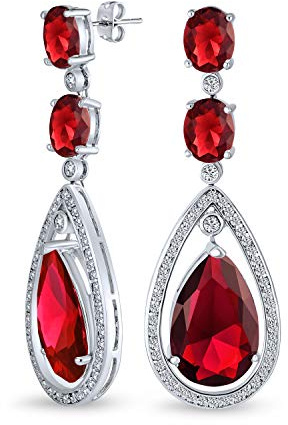 Art Déco Stil Hochzeit Simulierte Edelstein Schmuckfarben AAA Zirkonia Doppel Halo Großer Birnen Tropfen CZ Statement Hänge Kronleuchter Ohrringe Für Frauen Brautparty Versilbert