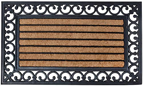 Esschert Design RB108 Türmatte, Kokosfaser, Gummi, schwarz / braun, 75 x 45 x 1.8 cm