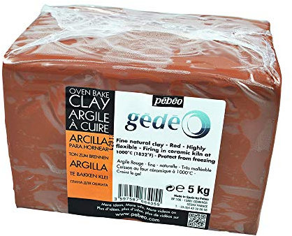 Pébéo - Gédéo Tonerde Töpferei, Modellieren des menschlichen Körpers, Skulptur Tonerde - Roter Ton zum Brennen im Töpferofen - 5 KG - Rot