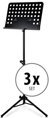 Classic Cantabile Metall Orchesterpult Schwarz (Lochpult Notenständer, Höhe 58 bis 100 cm einstellbar, Maße der Ablage: 50,0 x 34,8 x 4,5 cm)