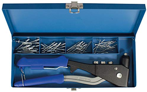 Projahn 61 pezzi professionale set di pinze per rivetti ciechi, Pinza + je 15 – Rivetti in Alluminio 2,4/3,2/4,0/4,8 mm, 1 pezzi, 398061