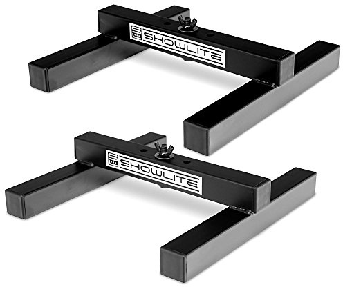 Showlite FLS-10 PAR Soporte de Suelo para Luz 1-fach Set de 2, 5 cm | Soportes de suelo para un foco cada uno, Dimensiones (AlxAnxPr): 6 x 26 x 25, 5 cm, Material: acero, Grosor del material: 1
