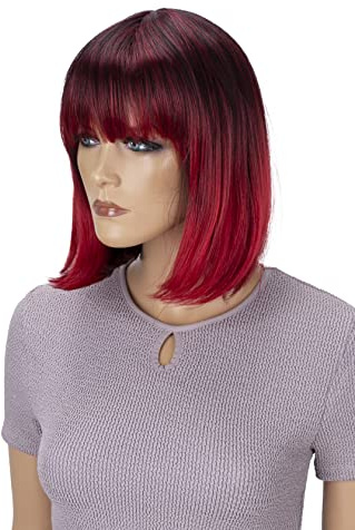 CAISHA Perücke Bob Wig Cosplay Fasching Halloween Rot Mix SH032p