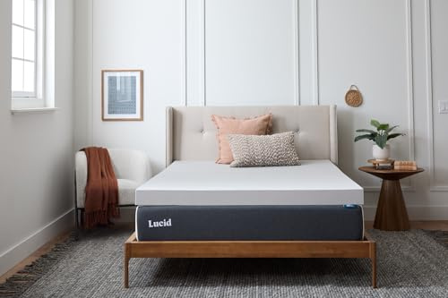 Lucid 4 Inch Bamboo Charcoal Infused Memory Foam Mattress Topper - King Size – Moisture and Odor Control - Ventilated - Ultra Plush Feel, Pressure-Relief Bed Topper – CertiPur Certified