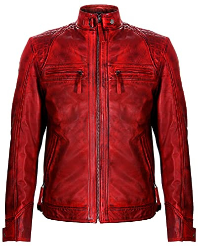 Men's Vintage Retro Quilted Real Nappa Leather Jacket