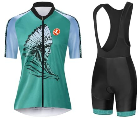 UGLY FROG Fahrradbekleidung Set,Damen Atmungsaktiv Schnell Kurzarm Radfahren Jersey Set Kurzarmtrikot mit 3D Sitzpolster