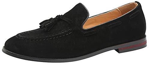 rismart Hombre Hecho a Mano Borlas Mocasines Ante de Vestir Zapatos Uniforme Mocasín