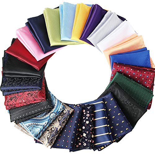 SATINIOR 24 Pieces Pocket Squares for Men Suit Pocket Handkerchief Soft Colored Men Assorted Hankies for Wedding Party(Classic Style)