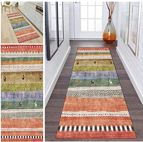 QIANGZI Läufer Teppich Flur Polyester Korridor Modern rutschfest Designer, Küchenläufer TeppichLäufer Waschbar für Flur, Schlafzimmer Wohnzimmer, Breite 60cm/80cm/90cm/100cm/120cm(Size:120x200cm)