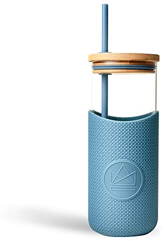 Neon Kactus Glass Water Bottle | Glass Tumbler with Straw and Lid | Reusable Glass Drinking Bottle for Hot & Cold Drinks | Non-Permeable, Leakproof, Dishwasher-Safe | Super Sonic, 1000 ml