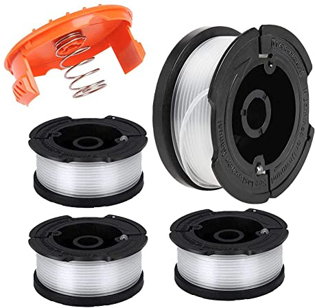 Grästrimmer trådspolar för Black och Decker (längd 9,1 m diameter ⌀ 1,65 mm) nylontrådar spolar trådskärare A6481 A6485 AF-100 (Black & Decker AF-100, 4 stycken)