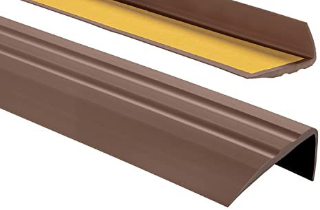 ProfiPVC Perfil de PVC 50mmx25mm, 90 cm - autoadhesivo de borde para escaleras en Forma de L, Tiras antideslizantes para peldaños, Esquina para cantos - Cantonera Protector, Marrón