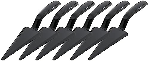 [6 Pack] 10 Inch Disposable Plastic Cake Pie Servers/Cutter | Heavy Duty Black Plastic Disposable Serving Utensils Cake Knife For Parties, Pizza Server Spatula, Plastic Party Serving Ware Flatware