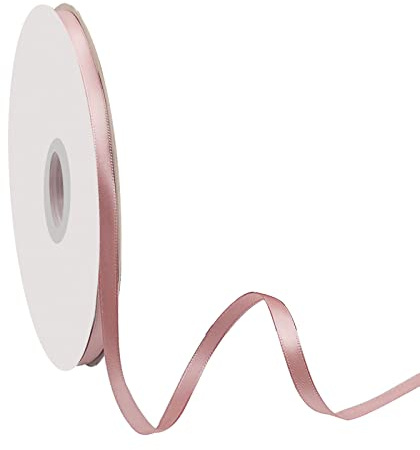 Jizxol satinband, 6 mm x 91 meter presentsnöre, tygband, dekorativt band för jul presentförpackning, bröllop juldekoration fest (roséguld)