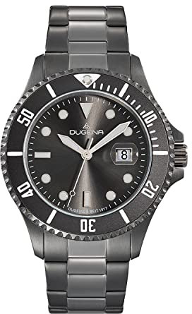 Dugena Herren-Armbanduhr 4461073 Diver XL, Quarz, Schwarz, Edelstahl, wasserdicht