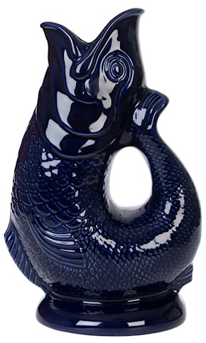 Iconique Bleu Cobalt Carafe Poisson Grand | 28 cm 1,4 L Glug Jug | Design emblématique Vase Poisson | Disponible Dans Une Large Gamme De Couleurs Et En Deux Formats 1,4 L et 750 ml