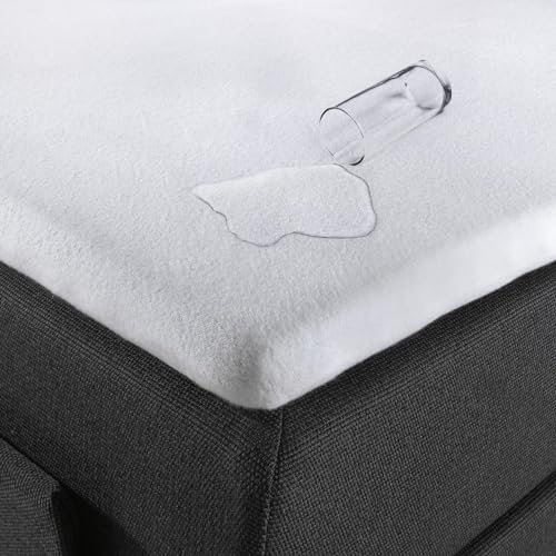 NYVI Inkontinenz Spannbettlaken SafeDream 180x200 cm 2er Set Molton Schonbezug für Topper - Bettlaken Wasserdicht, 95°C waschbar Kochfest, OEKOTEX, zuverlässiger Nässeschutz Inkontinenzunterlage