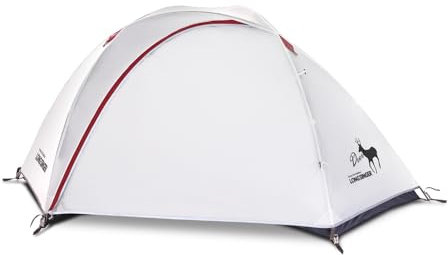 Longsinger Deer Series Leichtes Rucksackzelt, wasserdichtes 2-Personen-3-Personen-Zelt, doppellagig, einfach aufzubauen, ultraleichtes Zwei-Personen-Zelt (weiß mit schwarzem PU)