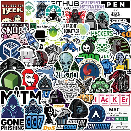 LYunMu Hacker Sticker Set 50 Pieces Cute Decoration for Car Laptop Skateboard Bicycle Moped Motorcycle Bicycle Computer Suitable for Adults Children