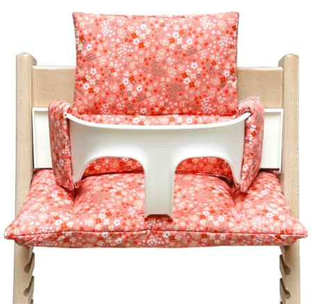 Blausberg Baby - Tripp Trapp Sitz-Kissen Set für Stokke Hochstuhl - /Polster/Sitzverkleinerer - Spring Korall Orange Rosa, Material Oeko-TEX Standard 100 Zertifiziert