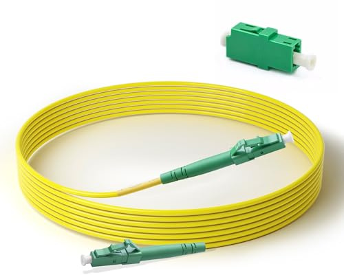 Glasfaserkabel LC/APC mit Glasfaser Adapter LC/APC Buchse, Glasfaserkabel LC/APC auf LC/APC Simplex Singlemode 9/125µm LSZH (Yellow, 8 meters)