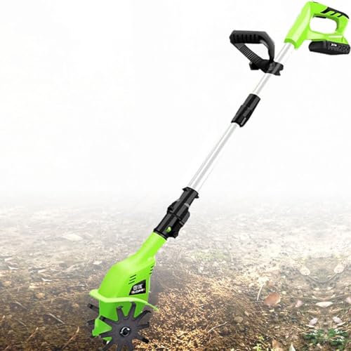 Mini cultivador rotatorio de jardín, cortacésped eléctrico de Mano, cultivador de desmalezador de jardín, Herramienta eléctrica de jardín inalámbrica con batería Recargable de 4000 mAh y Cargador