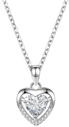 Aotiwe Freundschaftskette Silber 925, Charms Anhänger mit Herzförmigem Zirkonia Damen Halsketten Weiß 46cm