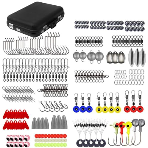 Set di ami da | 257 Pezzi di Scatola di Attrezzatura da Bass Kit, Aci, Piombo, Girevole, Perline, Attrezzature e Attrezzature per Bagnaia, Branzino, Trota, Bluegill
