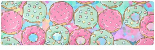 ZRWLUCKY Sottopentola a forma di ciambelle colorate, per piatti caldi, resistenti al calore e runner da tavolo da esterno, impermeabile, per piatti caldi, 90 x 30 cm, lavabile a mano